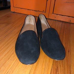 J crew black suede ballet flats / loafers